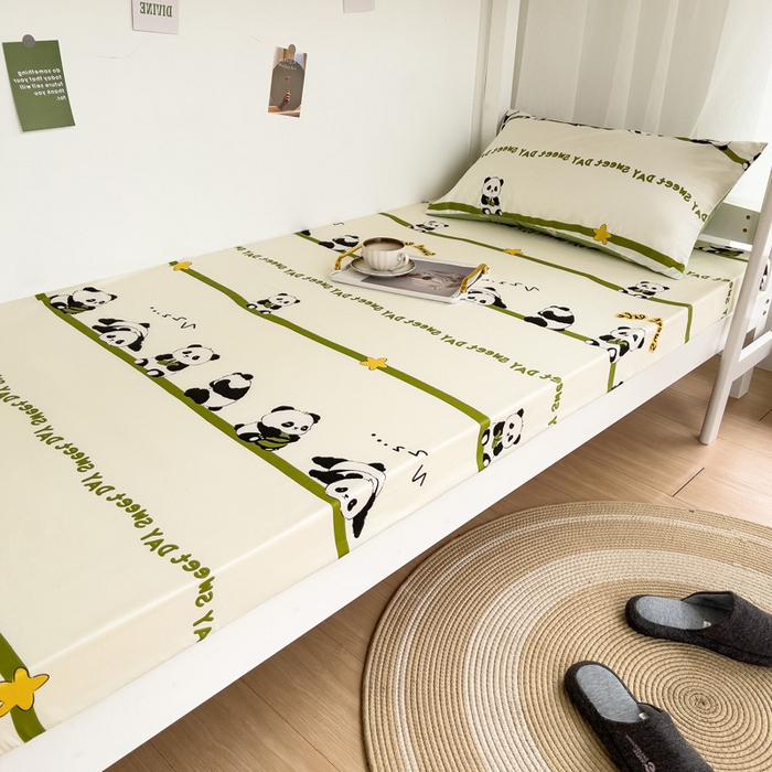 91家纺网 家纺一手货源 找家纺 宅部落 2026新款全棉学生宿舍褥子套纯棉床垫套 熊猫派对