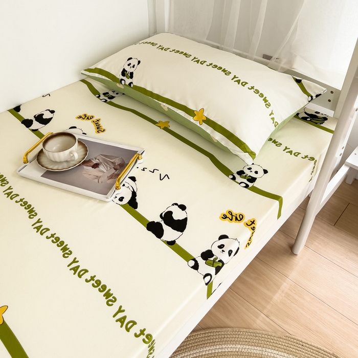 91家纺网 家纺一手货源 找家纺 宅部落 2026新款全棉学生宿舍褥子套纯棉床垫套 熊猫派对