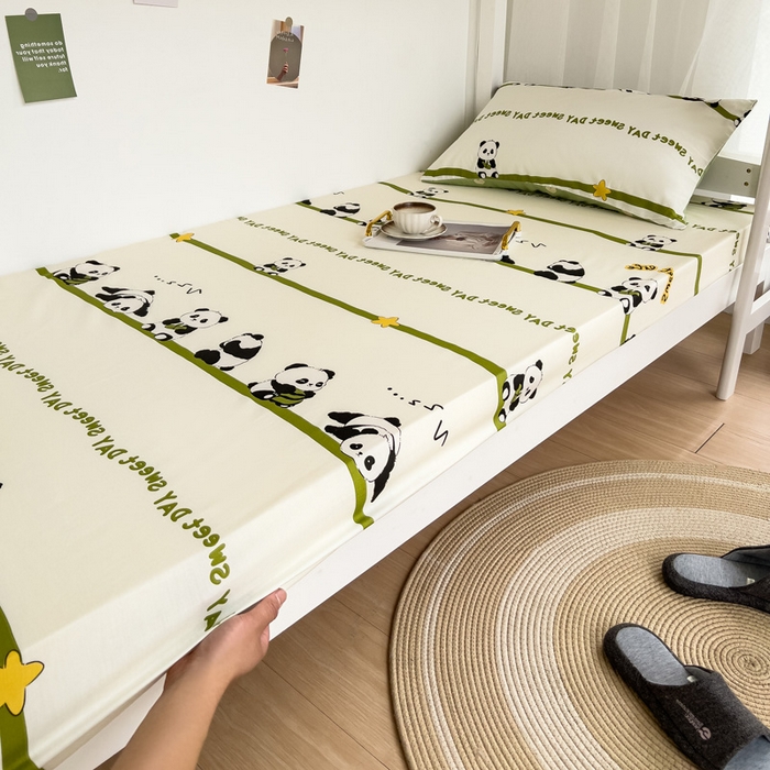 91家纺网 家纺一手货源 找家纺 宅部落 2026新款全棉学生宿舍褥子套纯棉床垫套 熊猫派对