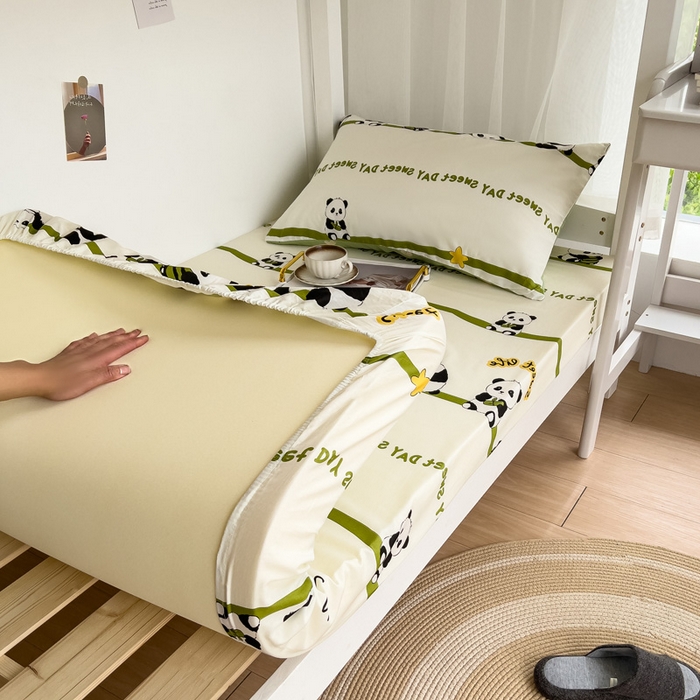 91家纺网 家纺一手货源 找家纺 宅部落 2026新款全棉学生宿舍褥子套纯棉床垫套 熊猫派对