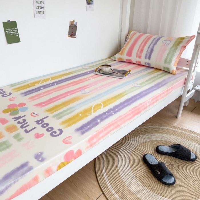 91家纺网 家纺一手货源 找家纺 宅部落 2026新款全棉学生宿舍褥子套纯棉床垫套 幸运七彩