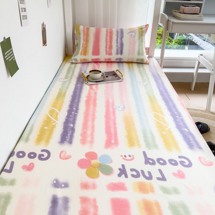 91家纺网 家纺一手货源 找家纺 宅部落 2026新款全棉学生宿舍褥子套纯棉床垫套 幸运七彩