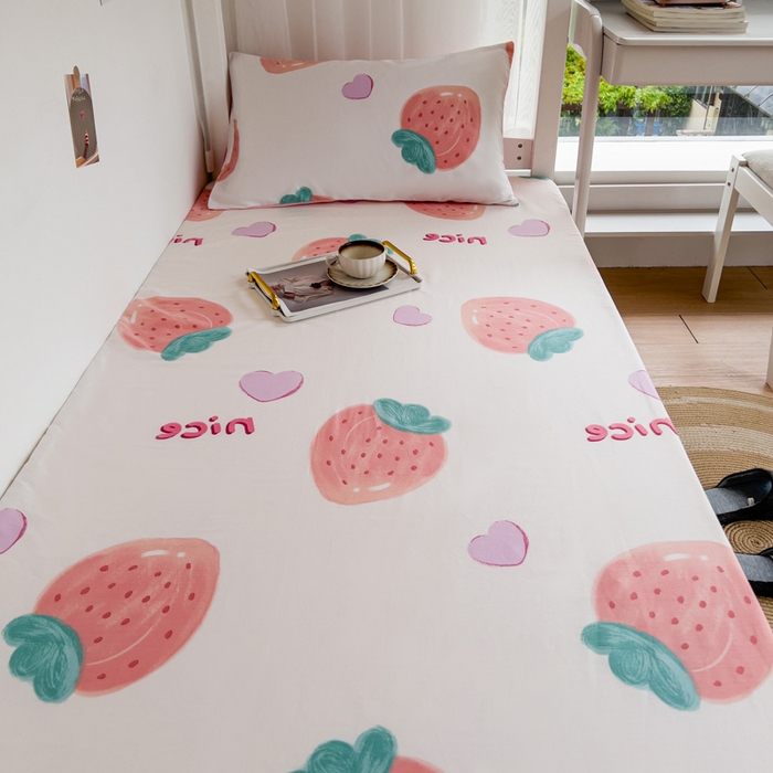 91家纺网 家纺一手货源 找家纺 宅部落 2026新款全棉学生宿舍褥子套纯棉床垫套 奈斯草莓