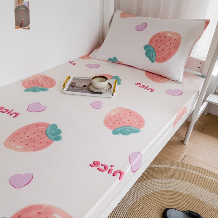 91家纺网 家纺一手货源 找家纺 宅部落 2026新款全棉学生宿舍褥子套纯棉床垫套 奈斯草莓