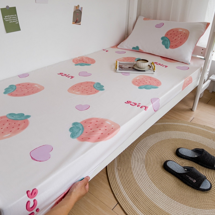 91家纺网 家纺一手货源 找家纺 宅部落 2026新款全棉学生宿舍褥子套纯棉床垫套 奈斯草莓