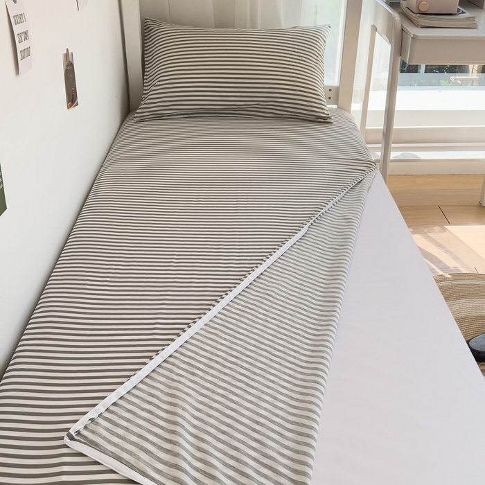 91家纺网 家纺一手货源 找家纺 宅部落 2026新款全棉学生宿舍褥子套纯棉床垫套 灰细条纹