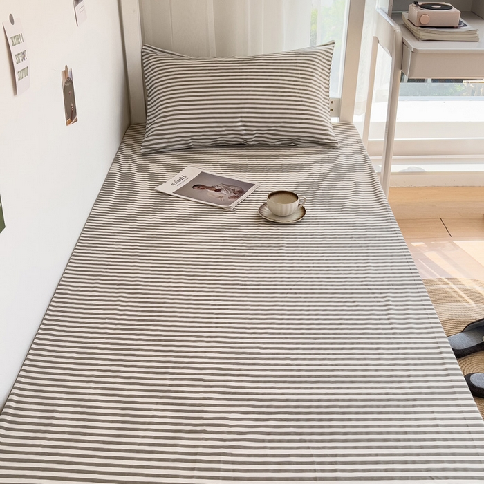 91家纺网 家纺一手货源 找家纺 宅部落 2026新款全棉学生宿舍褥子套纯棉床垫套 灰细条纹