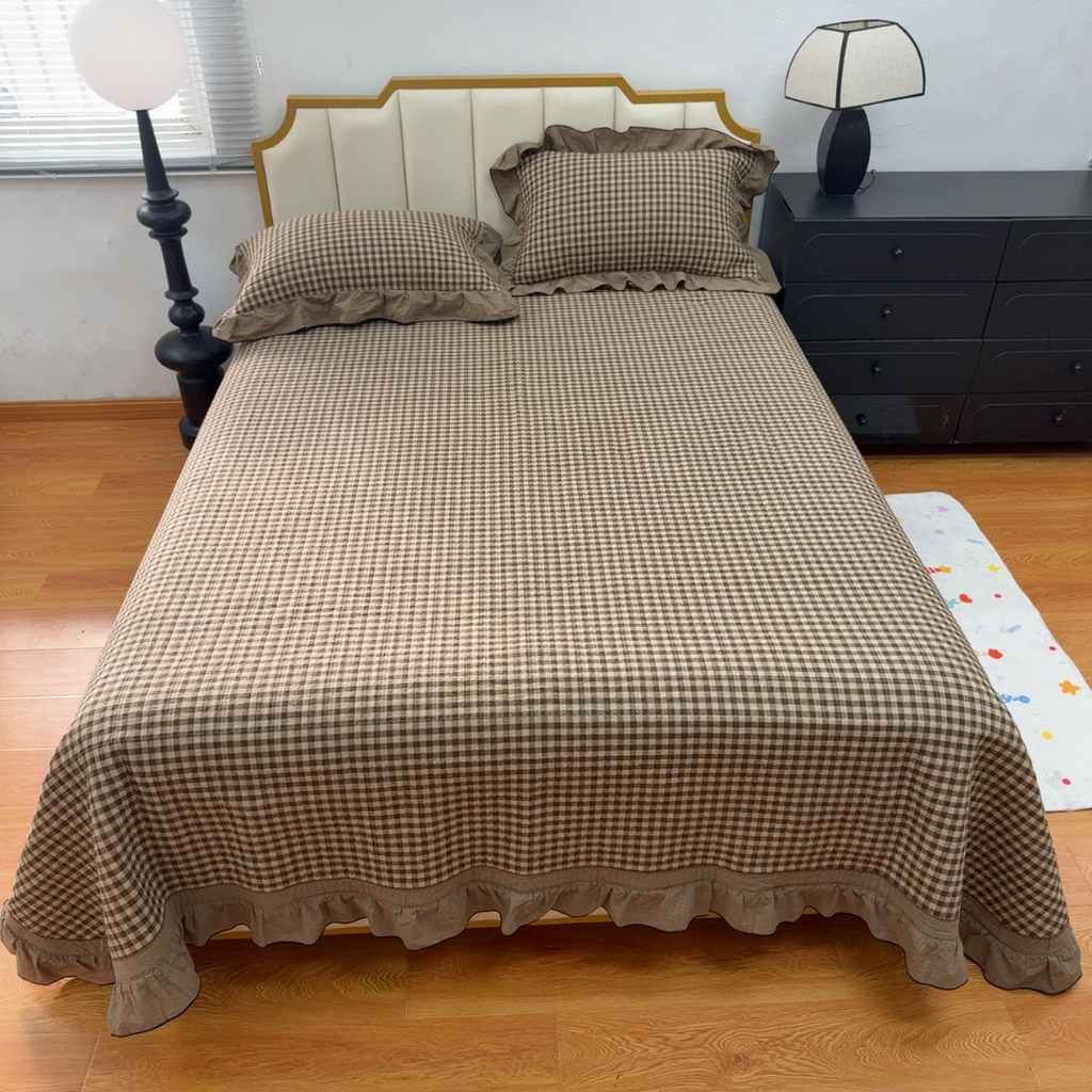 91家纺网 家纺一手货源 找家纺 （总）暖居 2026年新款全棉色织水洗棉高温砂洗床盖三件套四件套