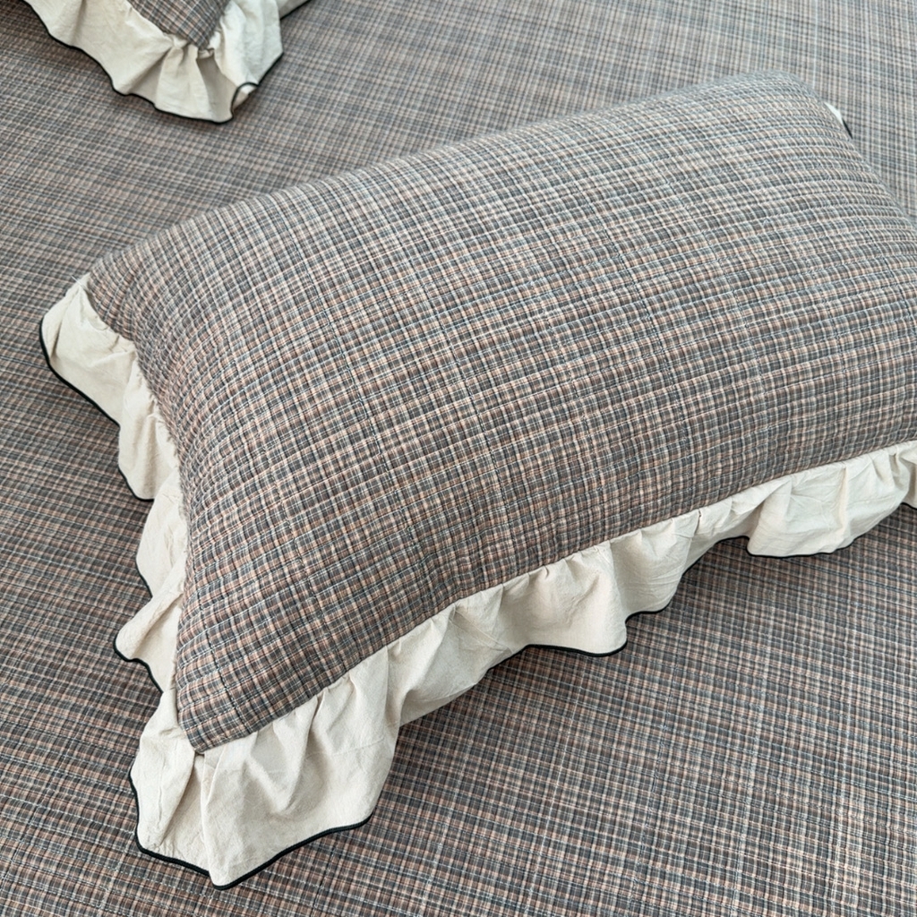 91家纺网 家纺一手货源 找家纺 暖居 2026年新款全棉色织水洗棉高温砂洗床盖三件套四件套 云曲