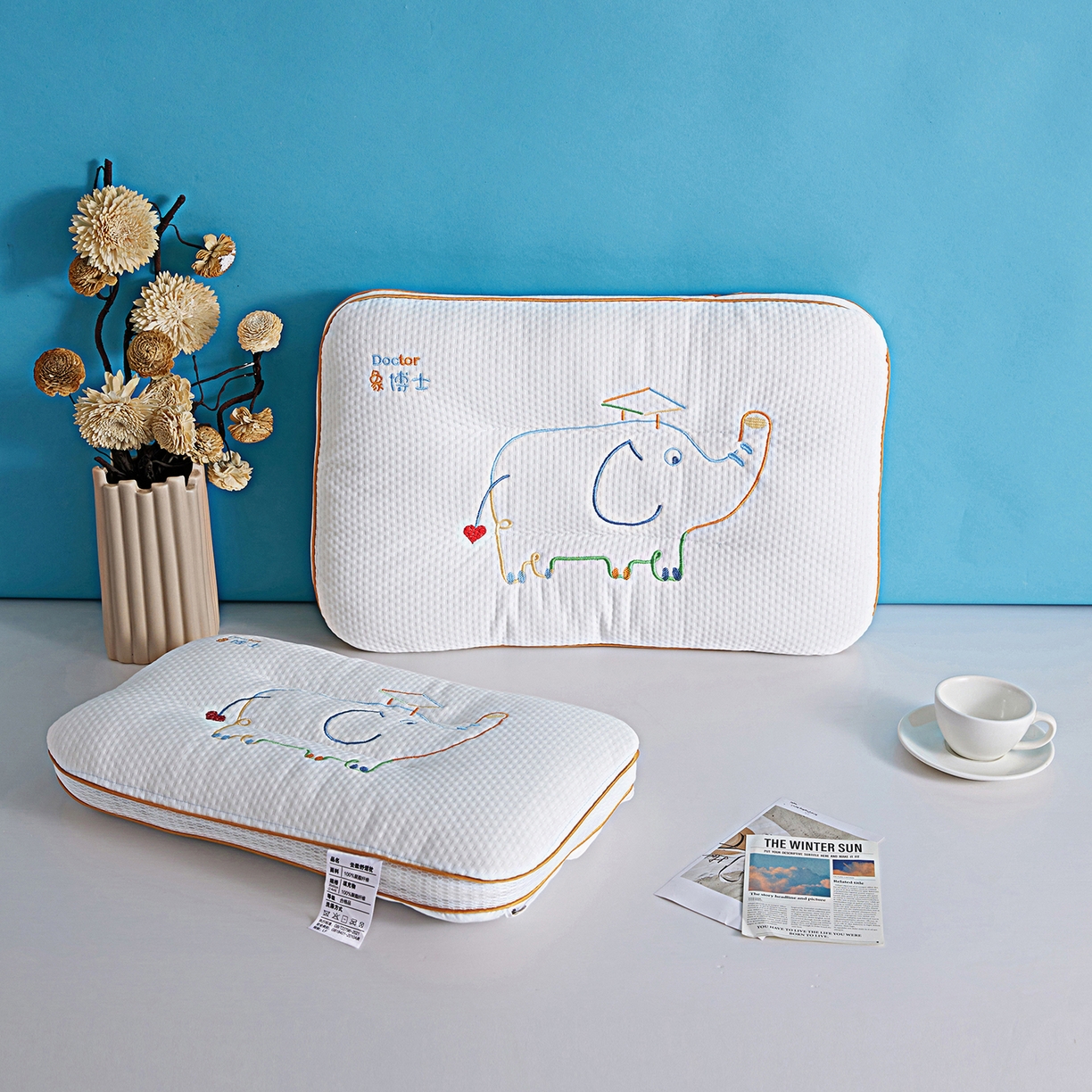 91家纺网 家纺一手货源 找家纺 （总）云熙枕业 2026新款象博士针织亲子枕儿童学生枕 枕头枕芯