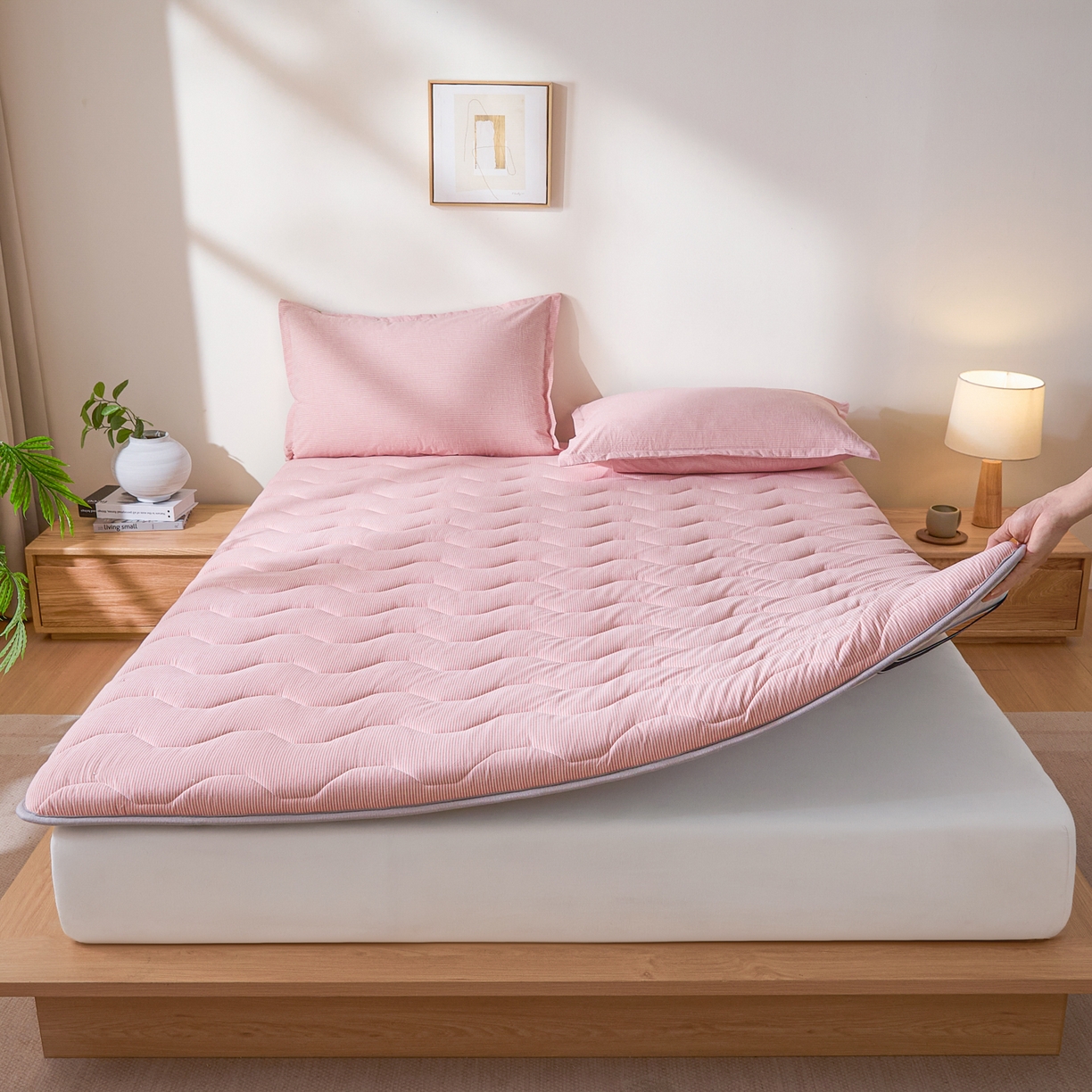 91家纺网 家纺一手货源 找家纺 （总）丽诺床垫 2026新款A类全棉色织水洗棉棉花三明治床垫（床垫不定制超200x220以上的尺寸）