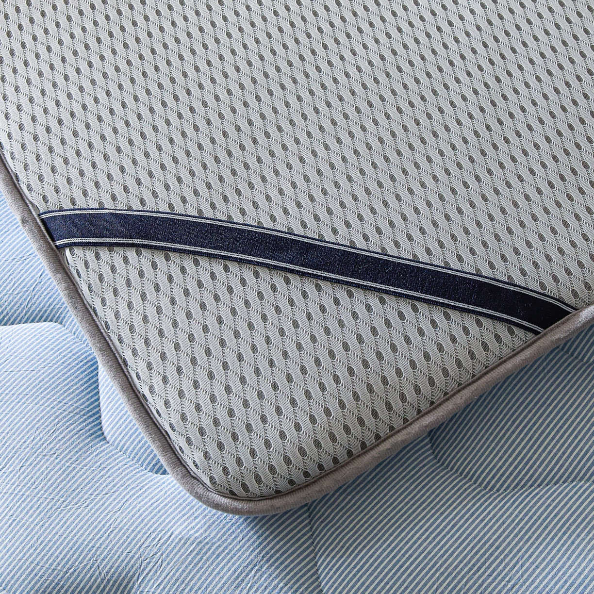 91家纺网 家纺一手货源 找家纺 丽诺床垫 2026新款A类全棉色织水洗棉棉花三明治床垫（床垫不定制超200x220以上的尺寸） 细条蓝