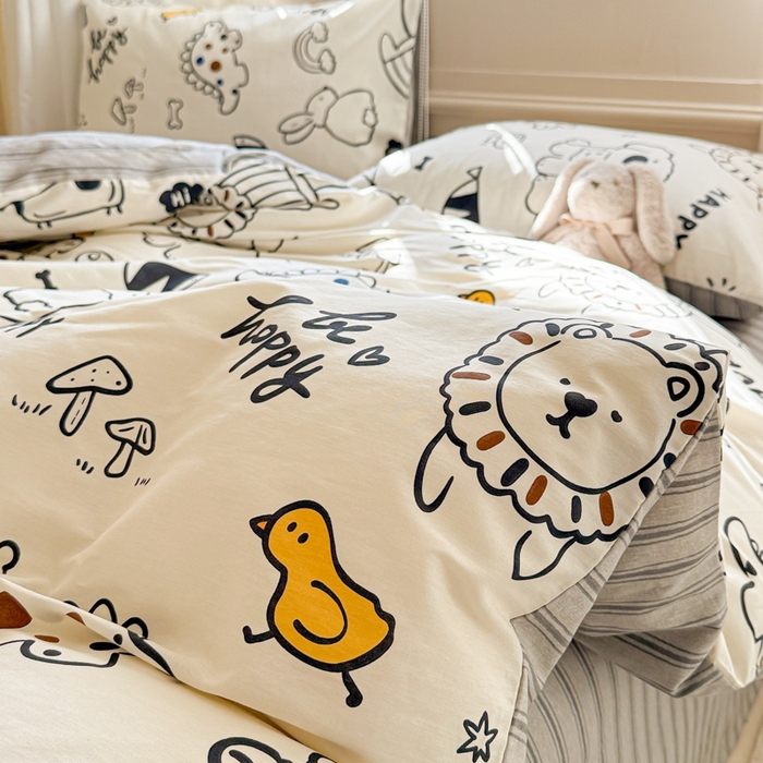 91家纺网 家纺一手货源 找家纺 曼之夏 2025新款全棉印花四件套-系列二 欢乐谷