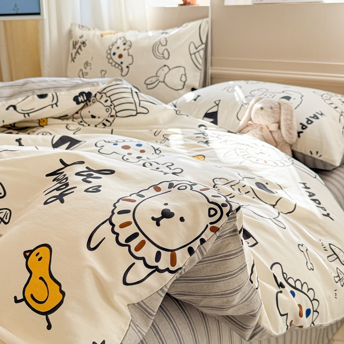 91家纺网 家纺一手货源 找家纺 曼之夏 2025新款全棉印花四件套-系列二 欢乐谷