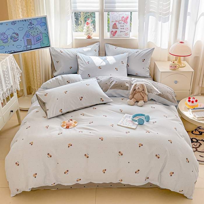 91家纺网 家纺一手货源 找家纺 曼之夏 2025新款全棉印花四件套-系列二 机灵小汪