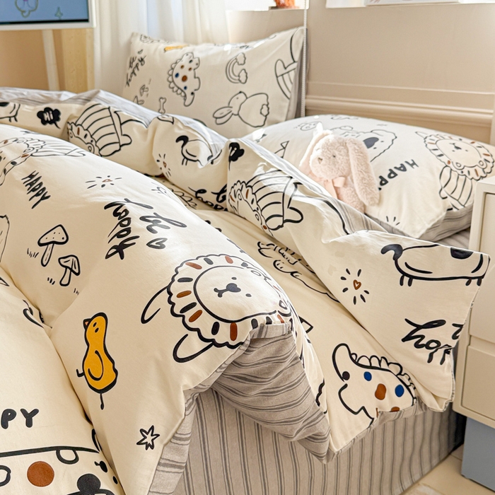 91家纺网 家纺一手货源 找家纺 曼之夏 2025新款全棉印花四件套-系列二 欢乐谷