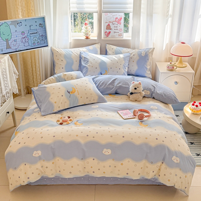 91家纺网 家纺一手货源 找家纺 曼之夏 2025新款全棉印花四件套-系列二 星辰入梦