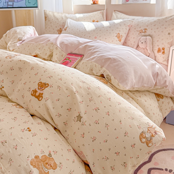 91家纺网 家纺一手货源 找家纺 曼之夏 2025新款全棉印花四件套-系列二 软糖萌宠