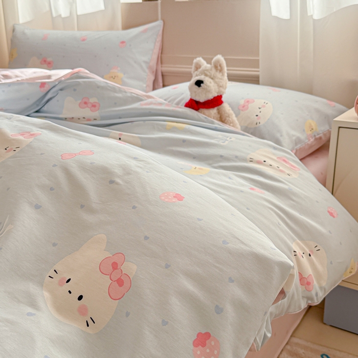 91家纺网 家纺一手货源 找家纺 曼之夏 2025新款全棉印花四件套-系列二 奶油凯蒂兰