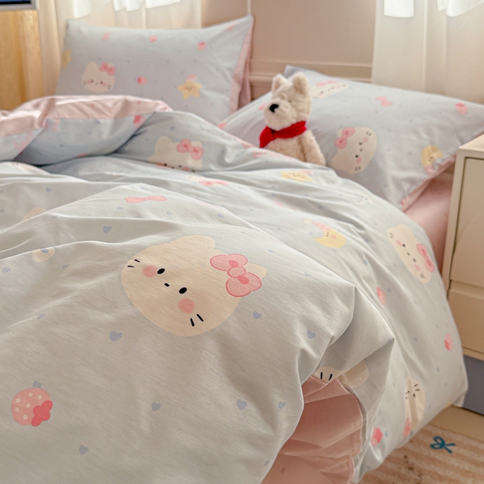 91家纺网 家纺一手货源 找家纺 曼之夏 2025新款全棉印花四件套-系列二 奶油凯蒂兰