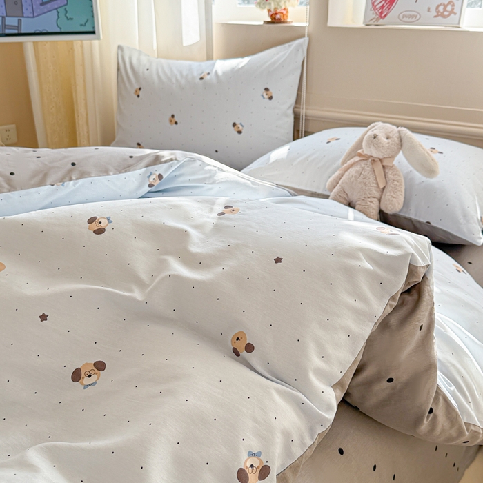 91家纺网 家纺一手货源 找家纺 曼之夏 2025新款全棉印花四件套-系列二 机灵小汪