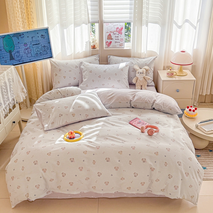 91家纺网 家纺一手货源 找家纺 曼之夏 2025新款全棉印花四件套-系列二 星小象兰