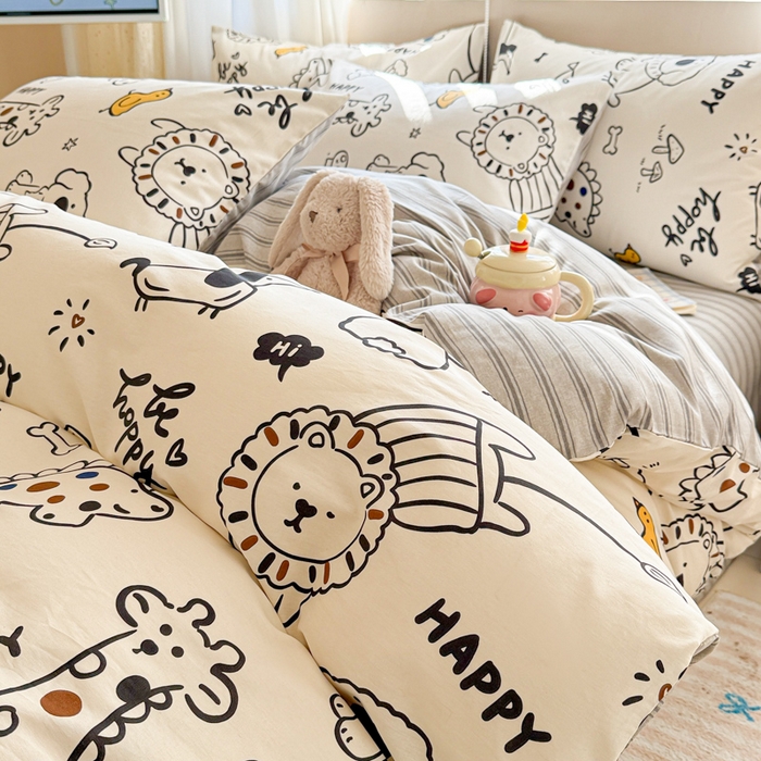 91家纺网 家纺一手货源 找家纺 曼之夏 2025新款全棉印花四件套-系列二 欢乐谷