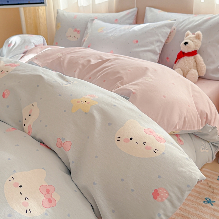 91家纺网 家纺一手货源 找家纺 曼之夏 2025新款全棉印花四件套-系列二 奶油凯蒂兰