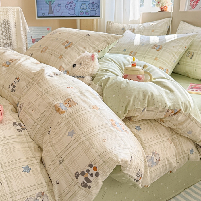 91家纺网 家纺一手货源 找家纺 曼之夏 2025新款全棉印花四件套-系列二 星梦伙伴