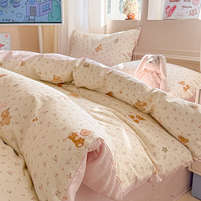 91家纺网 家纺一手货源 找家纺 曼之夏 2025新款全棉印花四件套-系列二 软糖萌宠