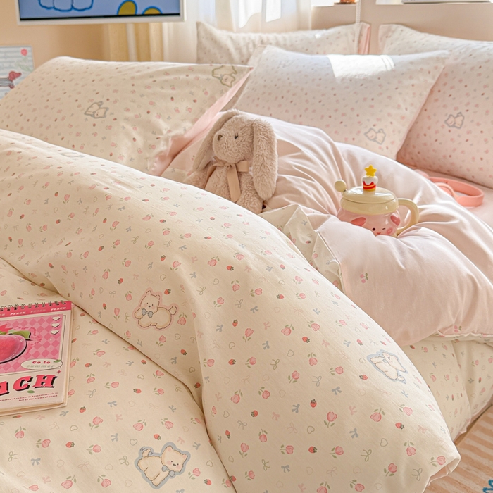 91家纺网 家纺一手货源 找家纺 曼之夏 2025新款全棉印花四件套-系列二 玫瑰小狗