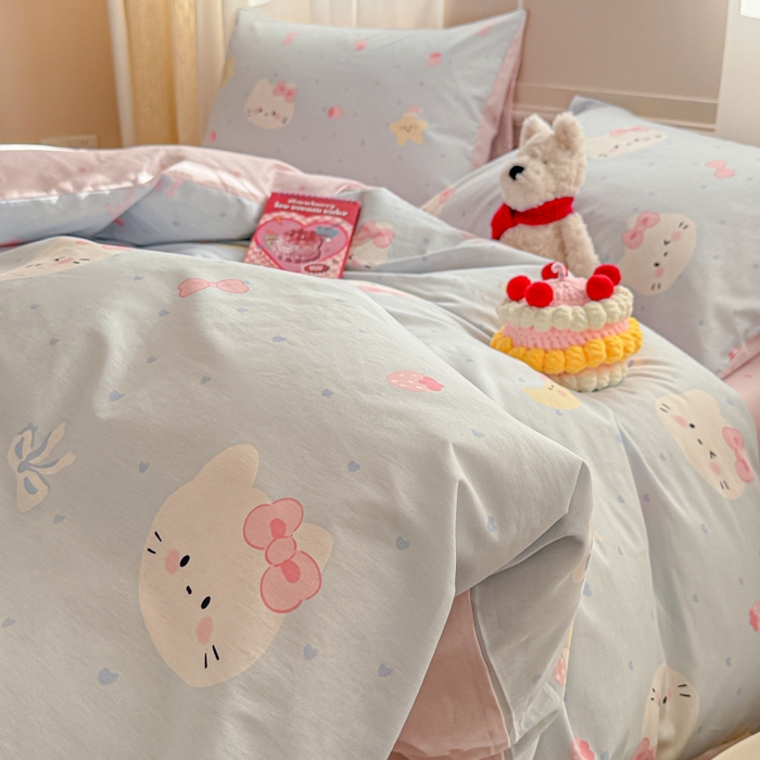 91家纺网 家纺一手货源 找家纺 曼之夏 2025新款全棉印花四件套-系列二 奶油凯蒂兰