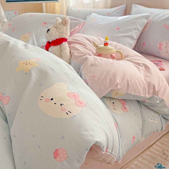 91家纺网 家纺一手货源 找家纺 曼之夏 2025新款全棉印花四件套-系列二 奶油凯蒂兰