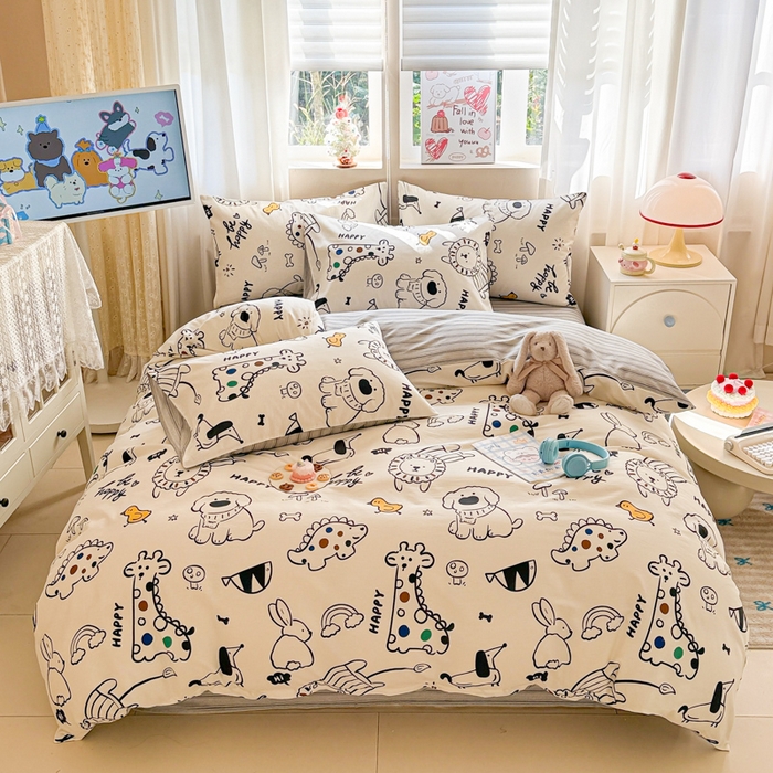 91家纺网 家纺一手货源 找家纺 曼之夏 2025新款全棉印花四件套-系列二 欢乐谷