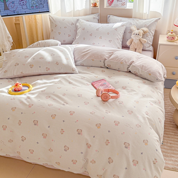 91家纺网 家纺一手货源 找家纺 曼之夏 2025新款全棉印花四件套-系列二 星小象兰