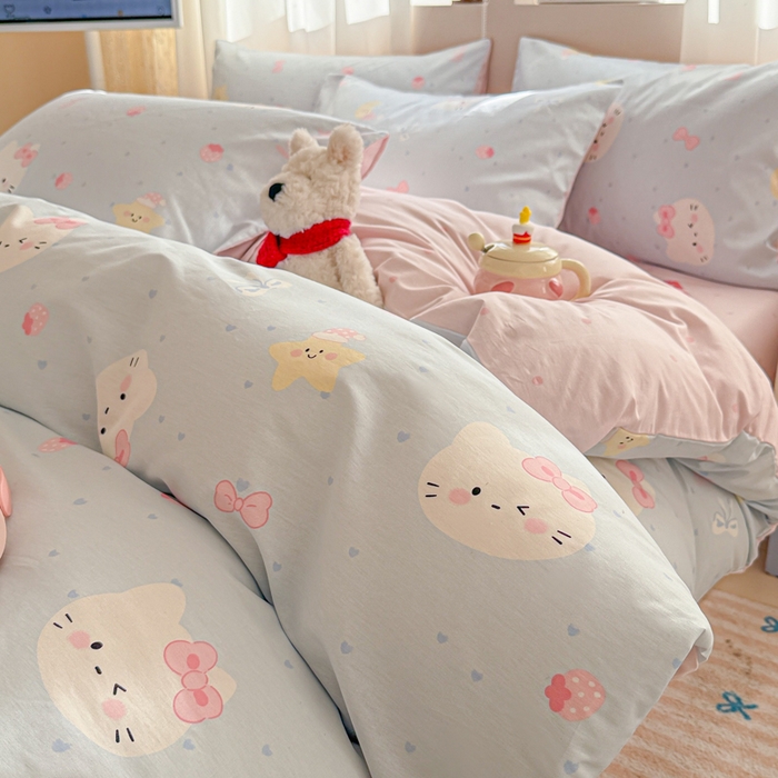 91家纺网 家纺一手货源 找家纺 曼之夏 2025新款全棉印花四件套-系列二 奶油凯蒂兰