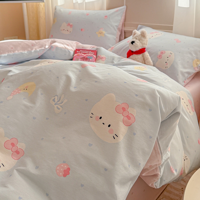 91家纺网 家纺一手货源 找家纺 曼之夏 2025新款全棉印花四件套-系列二 奶油凯蒂兰