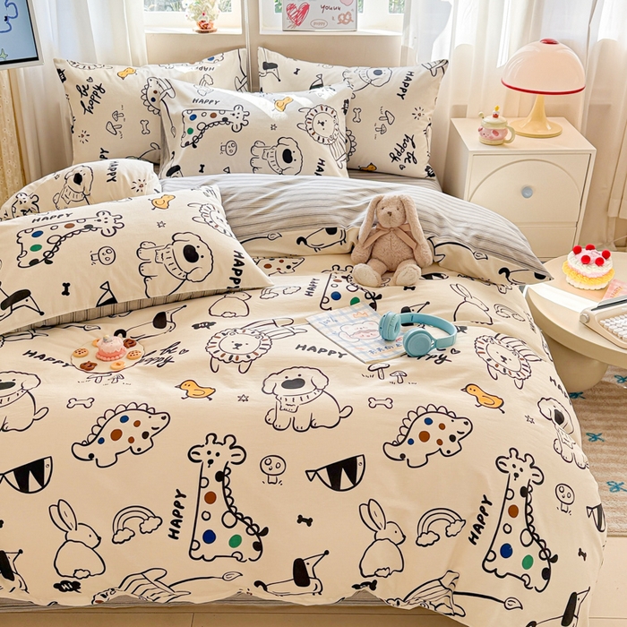 91家纺网 家纺一手货源 找家纺 曼之夏 2025新款全棉印花四件套-系列二 欢乐谷