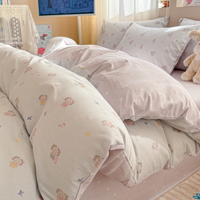 曼之夏 2025新款全棉印花四件套-系列二 星小象兰