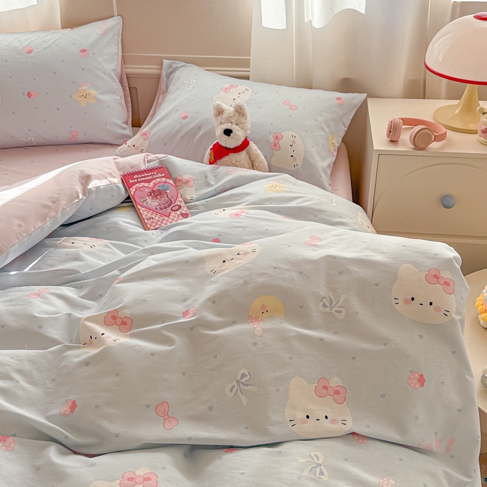 91家纺网 家纺一手货源 找家纺 曼之夏 2025新款全棉印花四件套-系列二 奶油凯蒂兰