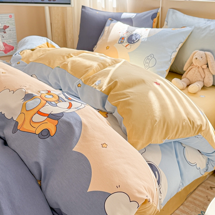 曼之夏 2025新款全棉印花四件套-系列二 蓝星太空人