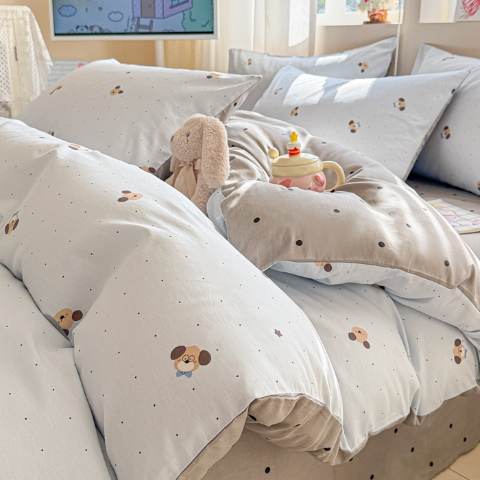 91家纺网 家纺一手货源 找家纺 曼之夏 2025新款全棉印花四件套-系列二 机灵小汪