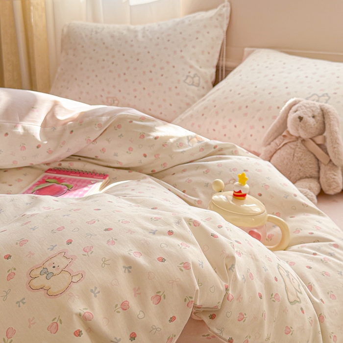 91家纺网 家纺一手货源 找家纺 曼之夏 2025新款全棉印花四件套-系列二 玫瑰小狗