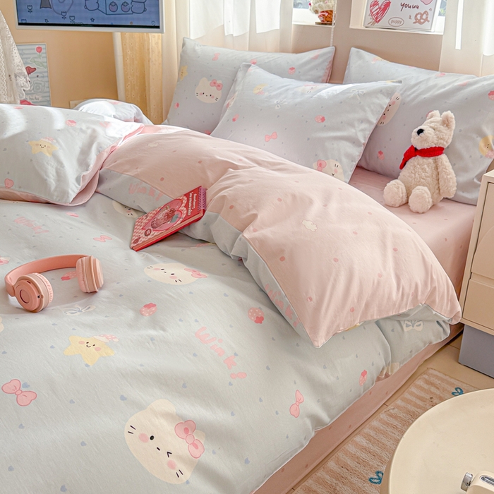 91家纺网 家纺一手货源 找家纺 曼之夏 2025新款全棉印花四件套-系列二 奶油凯蒂兰