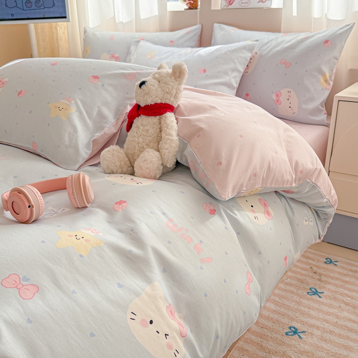 91家纺网 家纺一手货源 找家纺 曼之夏 2025新款全棉印花四件套-系列二 奶油凯蒂兰