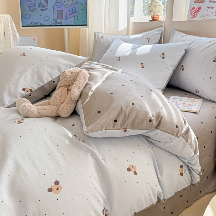 91家纺网 家纺一手货源 找家纺 曼之夏 2025新款全棉印花四件套-系列二 机灵小汪