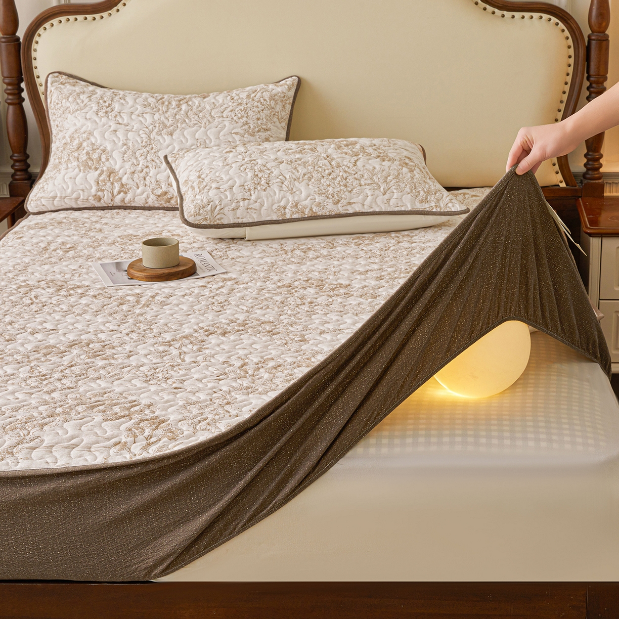 91家纺网 家纺一手货源 找家纺 （总）笠裙家纺 2026新款加厚云感水洗棉印花夹棉床笠床罩【幻彩系列】