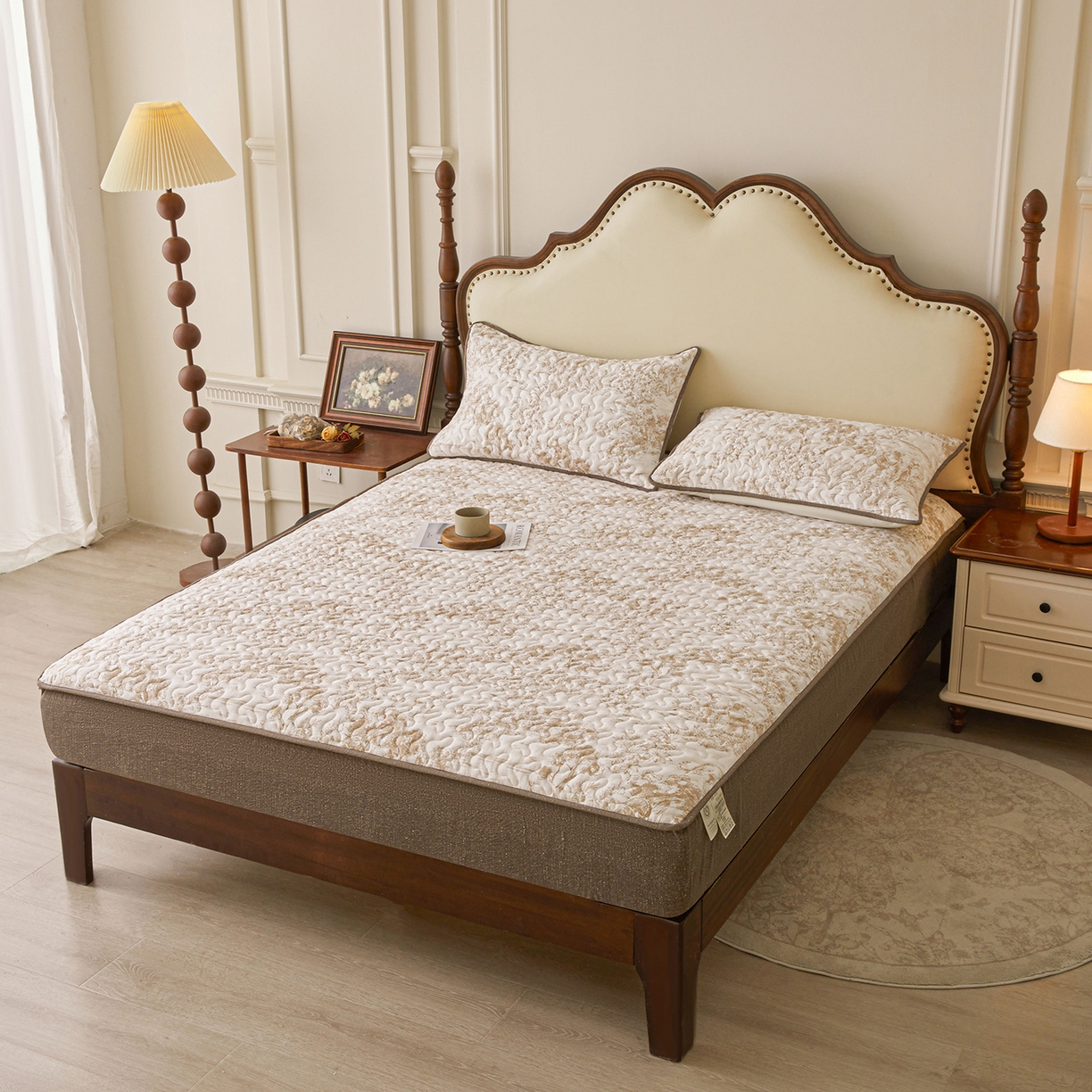 91家纺网 家纺一手货源 找家纺 （总）笠裙家纺 2026新款加厚云感水洗棉印花夹棉床笠床罩【幻彩系列】