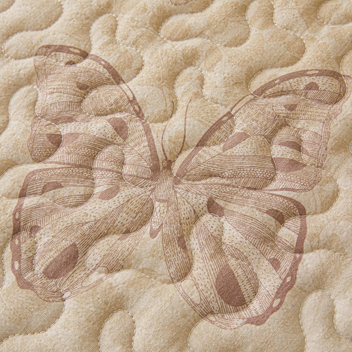 91家纺网 家纺一手货源 找家纺 笠裙家纺 2026新款加厚云感水洗棉印花夹棉床笠床罩【幻彩系列】 幻彩-月神蝶