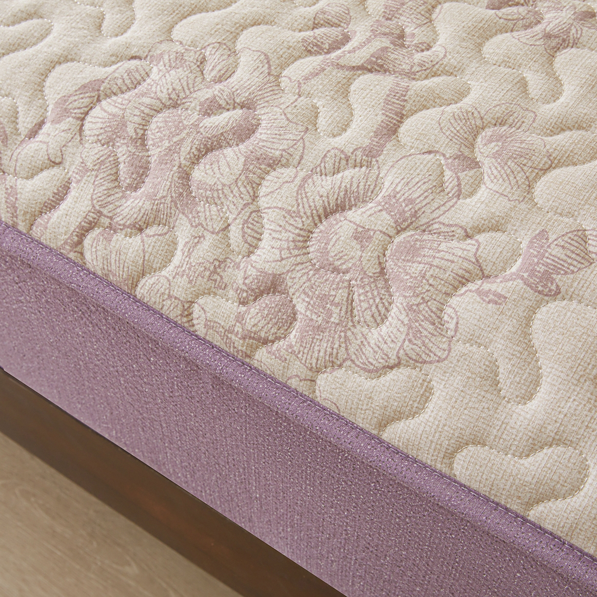 91家纺网 家纺一手货源 找家纺 笠裙家纺 2026新款加厚云感水洗棉印花夹棉床笠床罩【幻彩系列】 幻彩-云黛紫